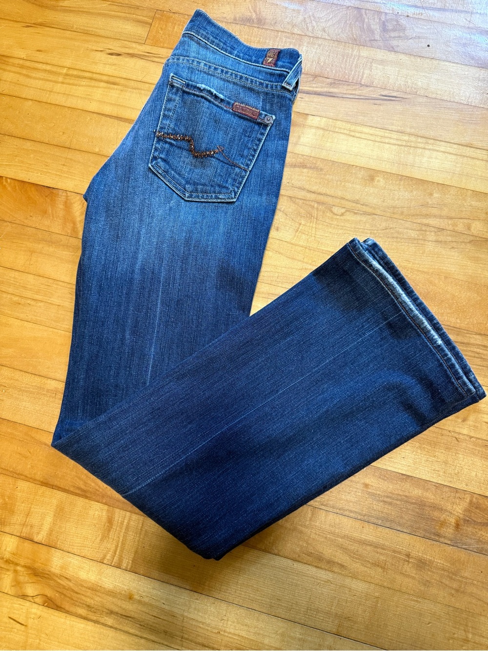 Y2K 7 For All Mankind Women's Bootcut Jeans in Dark Blue Wash